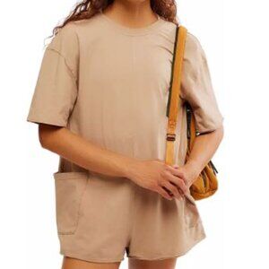 FP Free People Movement Women's Hot Shot Tee Romper Mocha Latte Medium NWT